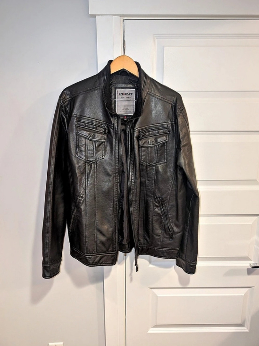 Faux Leather Black Zip Front Jacket
